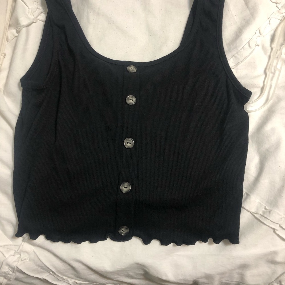 black button down crop top tank top